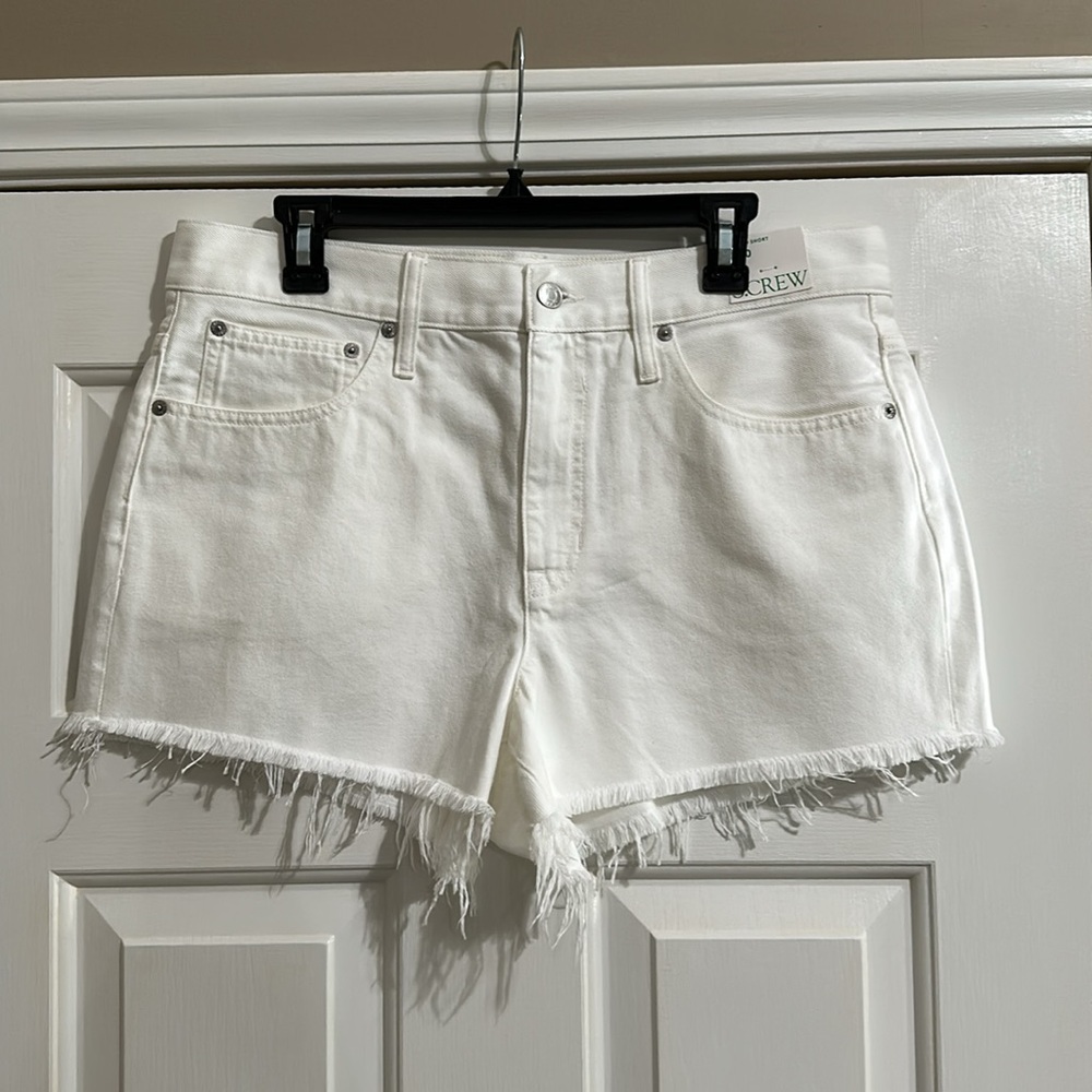 J.Crew Relaxed Denim Short with Raw Hems in White - Picture 5 of 9